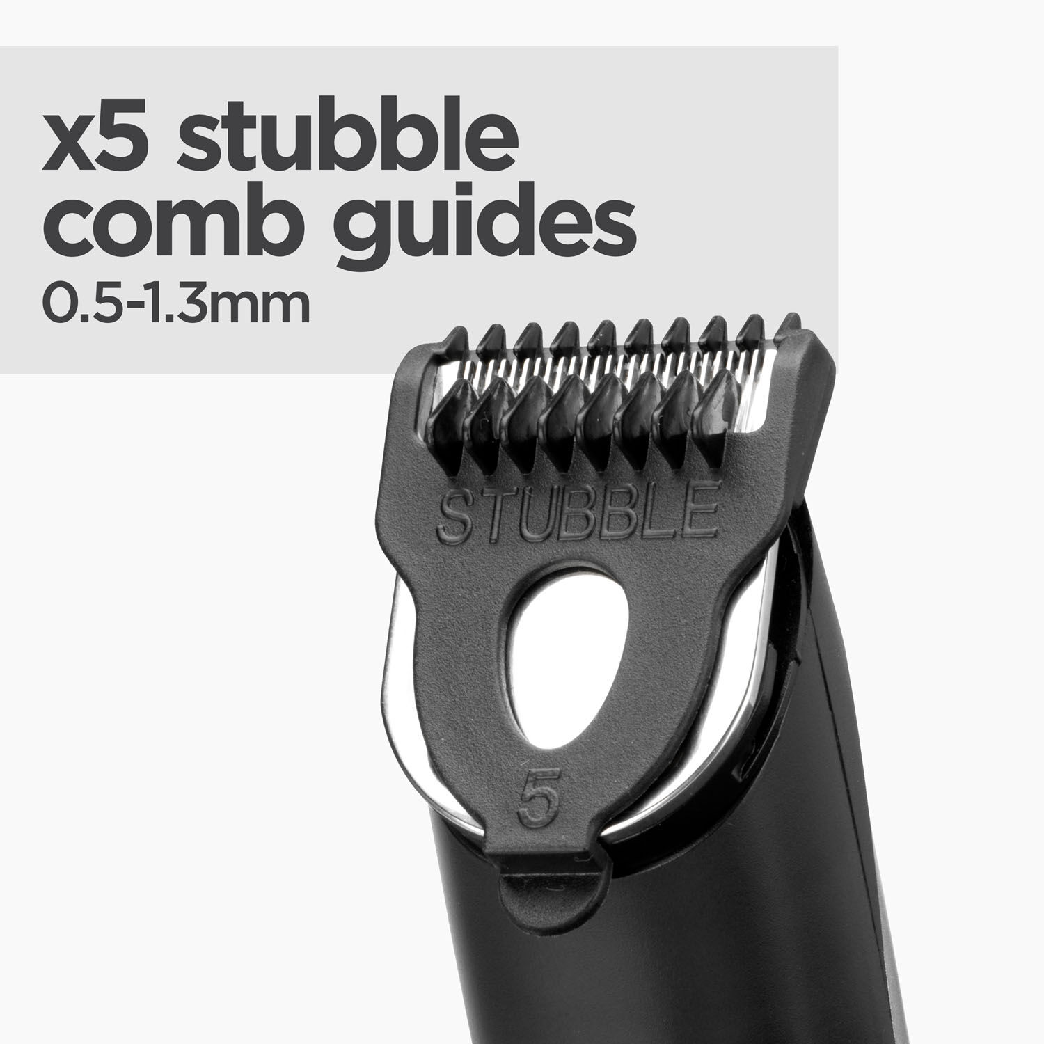 5 stubble comb guides (0.5 - 1.3mm)